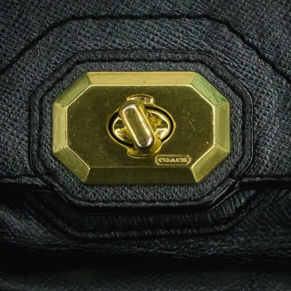 Coach Dark Navy Blue Black Campball Camera Gold Hardwear Leather Crossbody Bag - Picture 3 of 8